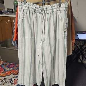 Gloria Vanderbilt Wide Leg Green and White Pants